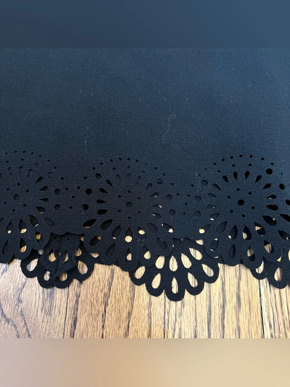 Loft Women's Size 12 PETITE Black A-line Skirt Cutout Floral Detail Career Work